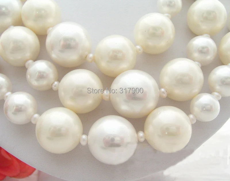 Очаровательное жемчужное ожерелье из белого жемчуга 16 мм 50 дюймов|shell charm|charms