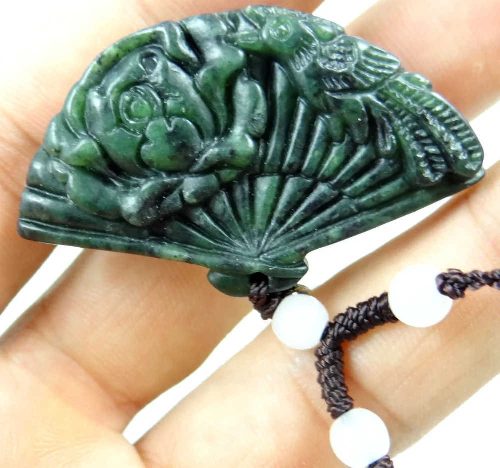 Натуральный камень китайский белый черный зеленый ручной работы амулет кулон