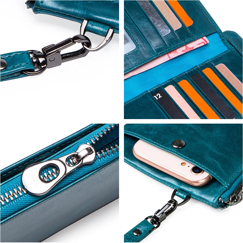 CONTACT'S/женские кошельки из натуральной кожи Женский кошелек Длинный Rfid