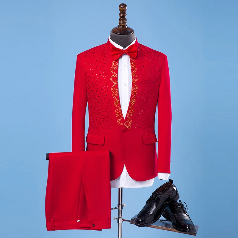 Мужской костюм для взрослых со стоячим воротником и блестками певец ведущий