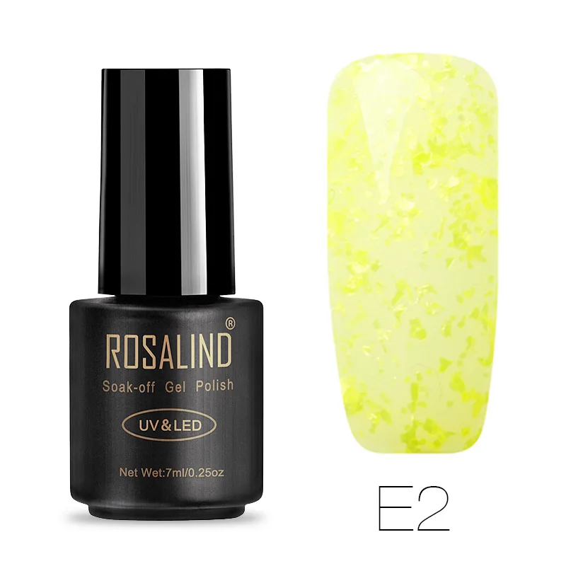 E02 ROSALIND черная бутылка Снежинка серия 7 мл гель лак для ногтей Полупостоянный лак для ногтей Блеск УФ-гель для ногтей - Цвет: E02