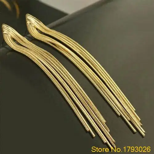 Party Cocktail Wedding Tassels Snake Chain Dangle Earrings Women Gold Linear 4TRV | Украшения и аксессуары