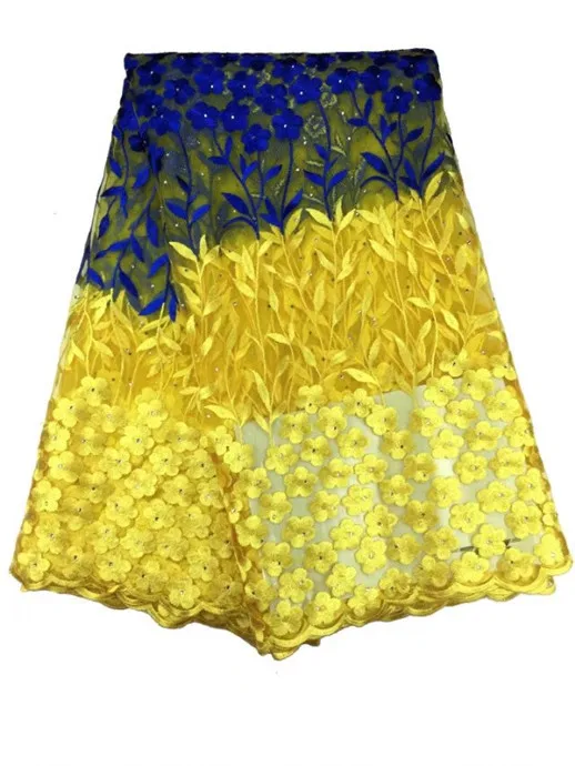 

Latest African Laces 2017 High Quality Tulle Fabric Laces Nigerian Lace French Cord Lace Fabric For Women Dress LILI388 blue