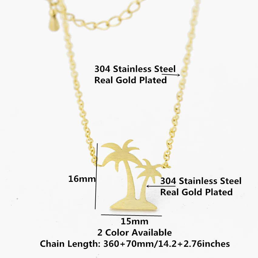 Ожерелье с кулоном в виде пальмы Очаровательное украшение из нержавеющей стали