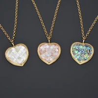 high quality fashion gold necklace female jewelry zircon inlaid sea shell necklace charm heart necklace