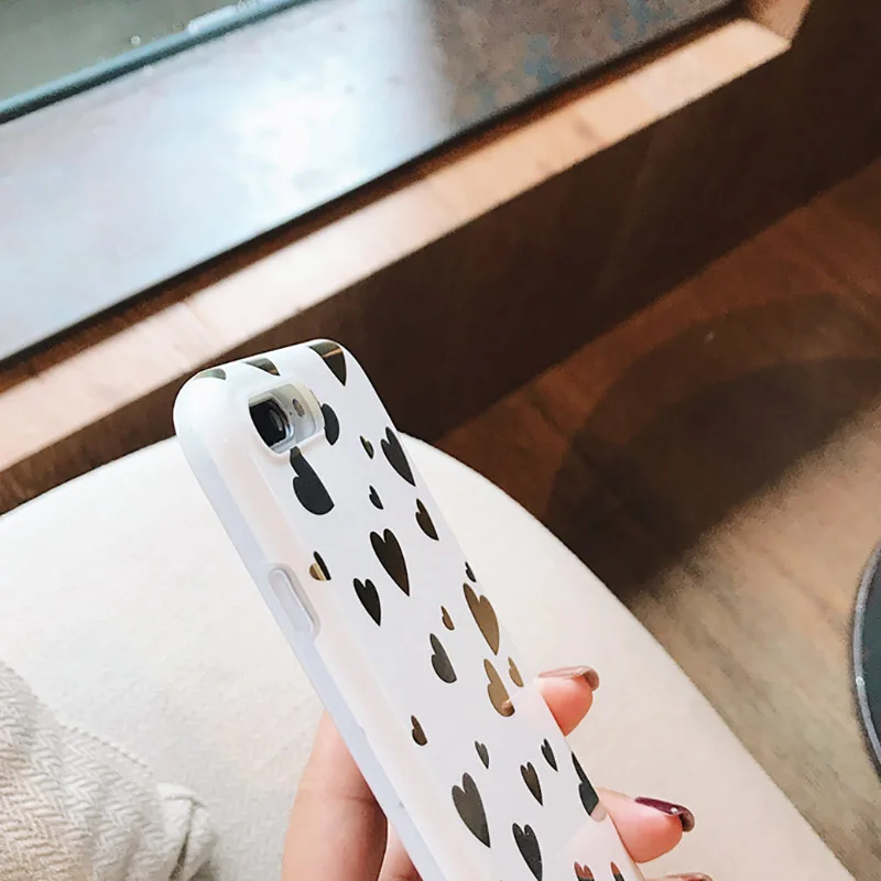 Прекрасное Зеркало сердце любовь чехол для iPhone X 6 6s 7 8 plus задняя крышка роскошный