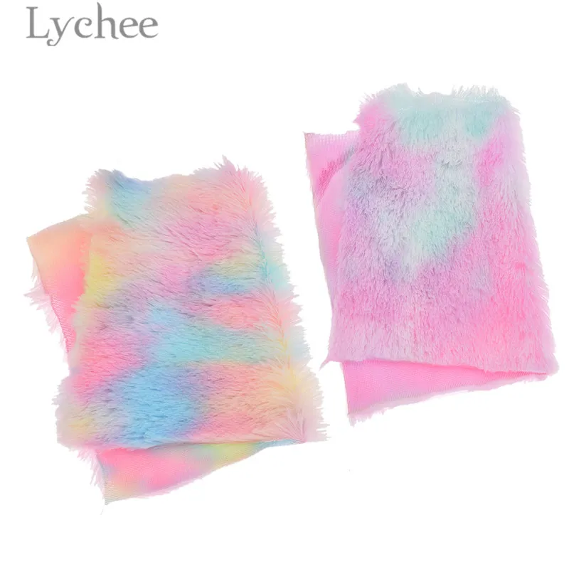 Радужная меховая ткань Lychee Life Размер A4 21x29 см|Синтетическая кожа| |