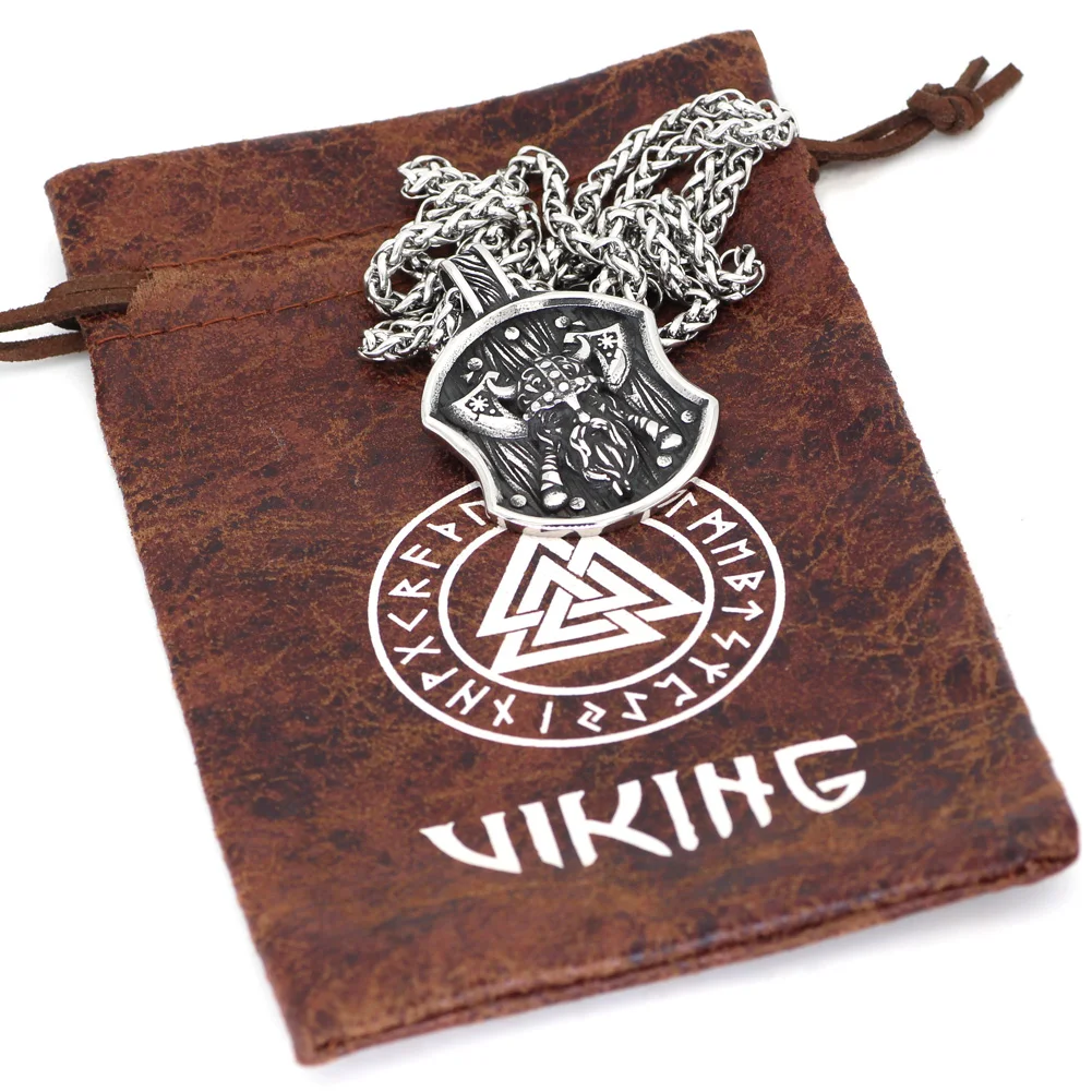 Скандинавский Викинг из нержавеющей стали odin щит топор worrior ожерелье с valknut
