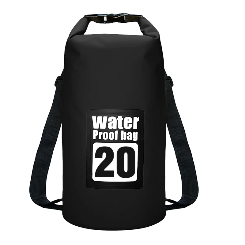 20L Black 5L/10L/15L/20L Водонепроницаемый сухой мешок сумка для хранения сумка для плавания Каякинг каноэ Рыбалка двойные ремни - Цвет: 20L Black