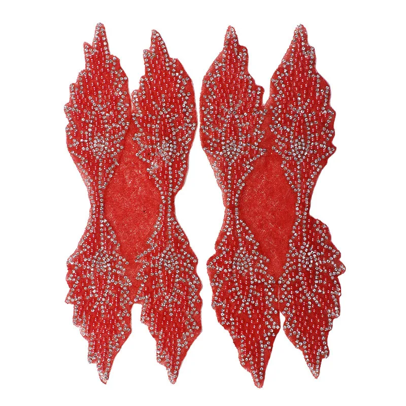 5 зеркальных пар с красными бусинами кристаллами аппликацией утюгом на патчках