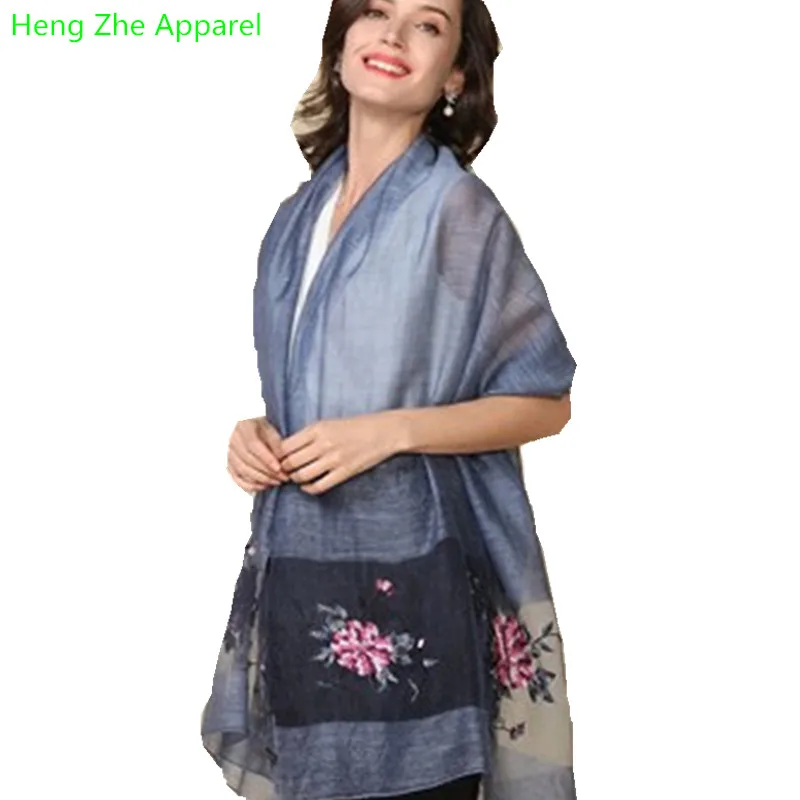 2017 Весна Новинка осени вышивка шелковой шерсти разнообразие леди сокрытия шарфы