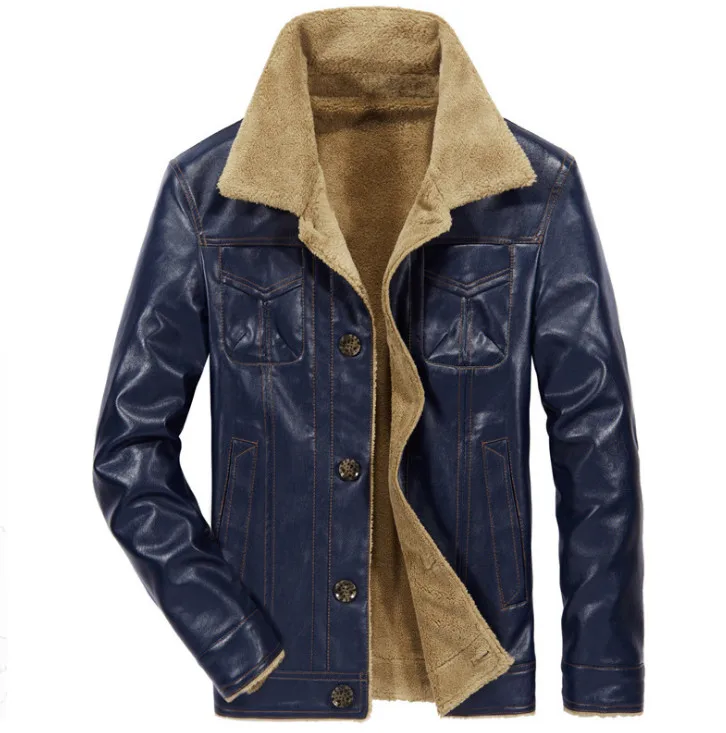 Новые брендовые кожаные куртки для мужчин Jaqueta De Couro Masculina Мужская Флисовая теплая