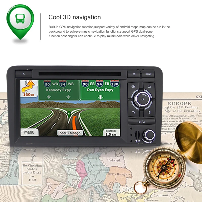 Сенсорный экран 7 ''Android 8 1 0 автомобиля Радио Стерео DVD плеер gps для Audi A3 2003 2012 S3