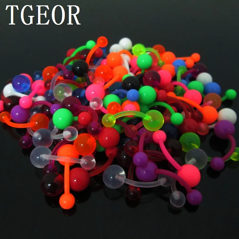 Лидер продаж оптовая продажа 100 шт. однотонное акриловое кольцо на пупок