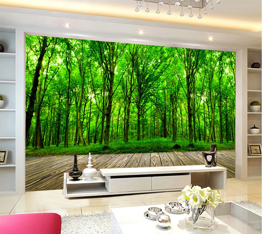 

Custom 3D large mural,Fresh green forest ,living room sofa TV wall children bedroom wall paper