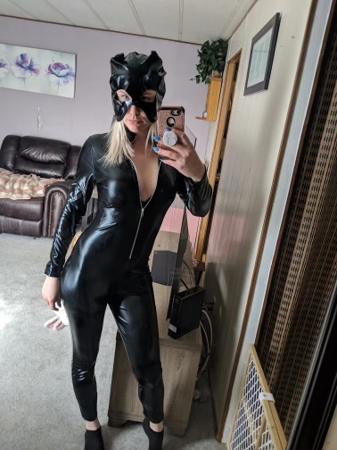 Женский боди из искусственной кожи с изображением кошки, Wetlook, Облегающий комбинезон с застежкой-молнией, черный сексуальный блестящий костюм кошки, одежда для ночного клуба, сценический костюм