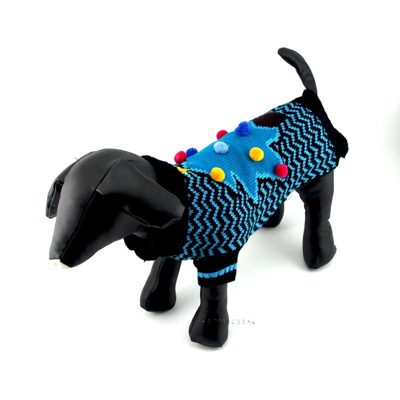 Christmas Tree Dog Sweater Winter Pet Knitting Coat Stripe Puppy Clothes For Small Dogs Cats Blue Pets Clothing DOGGYZSTYLE |