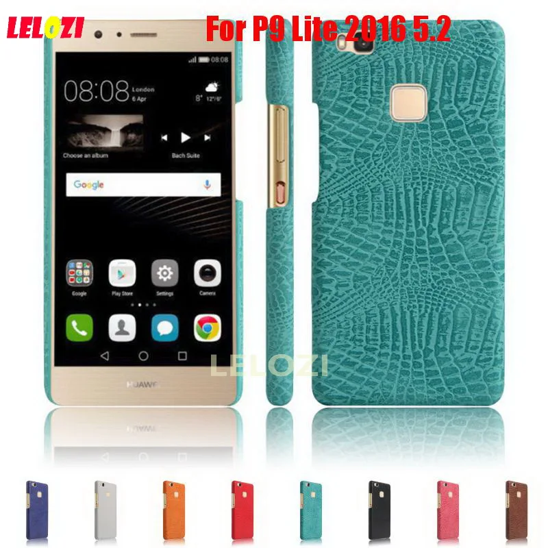 Lelozi Крокодил Змея шаблон Жесткий ПК Кожа PU телефона ETUI COQUE Дело Капа для Huawei P9 Lite