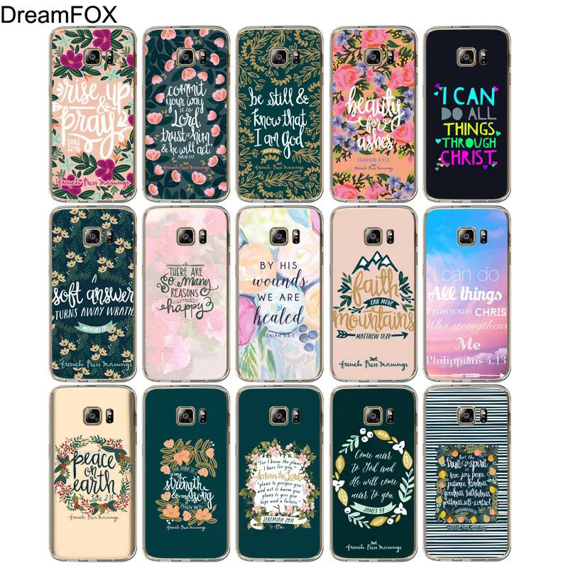 DREAMFOX M066 Bible Verse Phone Soft TPU Silicone Cover Case For Samsung Galaxy S5 S6 S7 S8 S9 S10 5G S10E Lite Edge Plus |