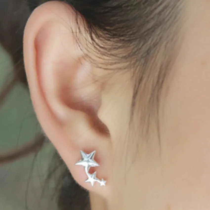 Женские серьги гвоздики с тремя звездами|fashion stud earrings|stud earringsstar earrings |