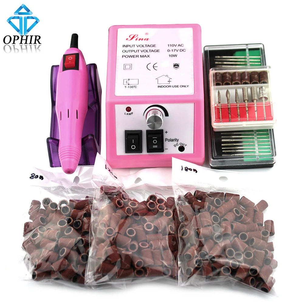 

OPHIR Electric Nail Drill Machine Manicure 220V&110V Plug 30x Nail Drill Bits 80" 120" 180" Sanding Band Kit_KD139+163+165-167