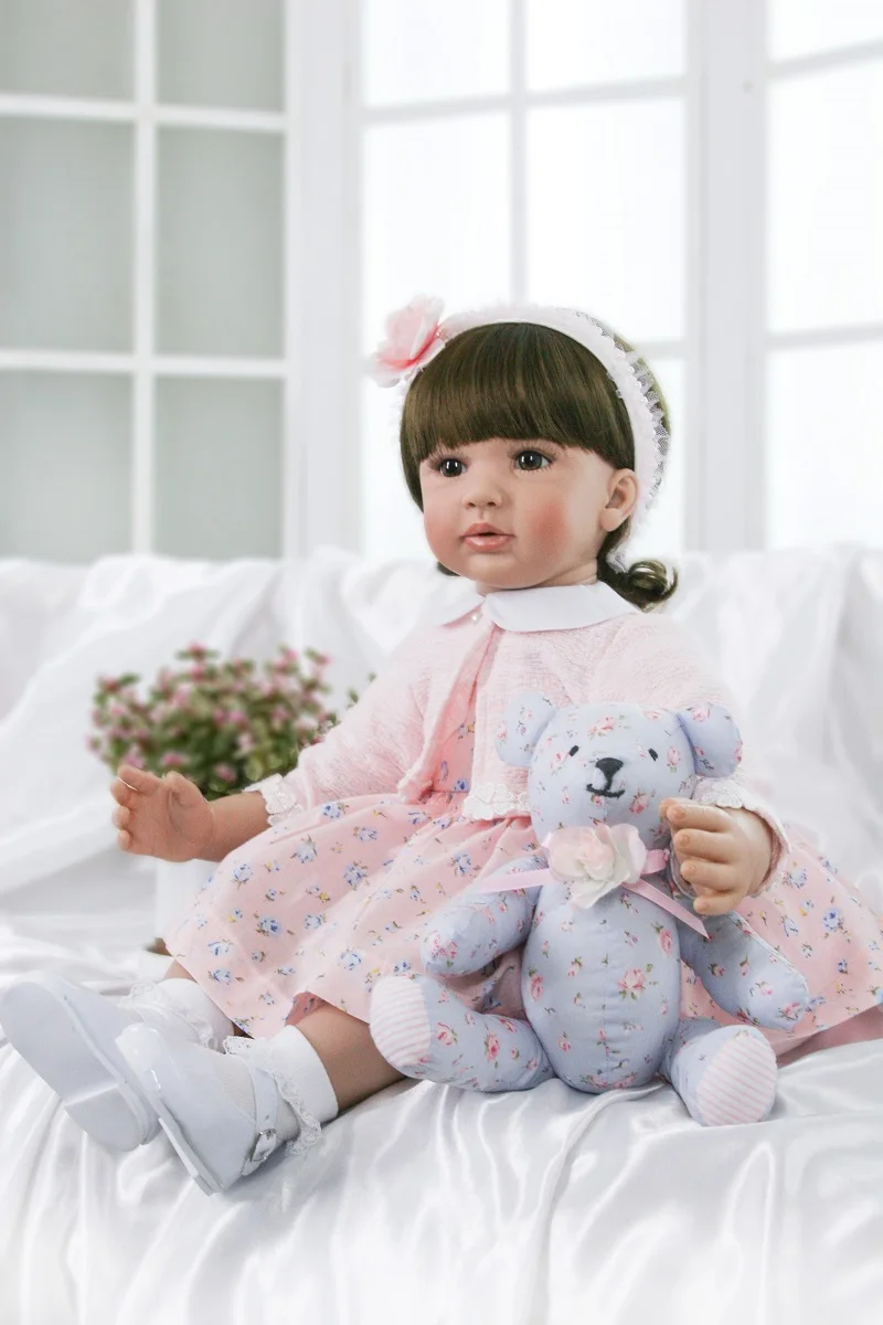 24&quot 60cm Realistic Soft Silicone Reborn Baby Smile Girl Dolls Lifelike Newborn Doll Gift Bonecas Babies Toys | Игрушки и хобби