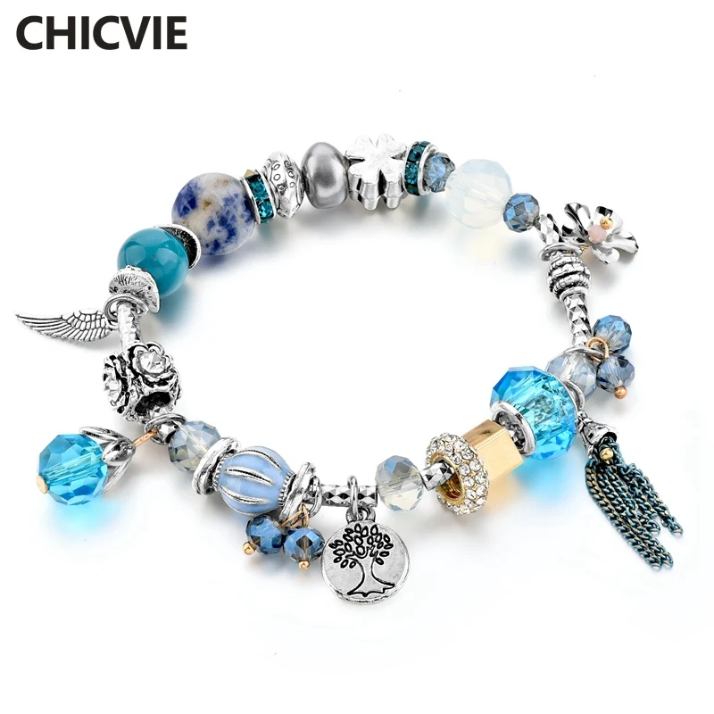 

CHICVIE Boho Ethnic Vintage Bracelets & Bangles DIY Jewelry For Women Beads Charm Crystal Wing Bracelet Bijoux Femme SBR170050