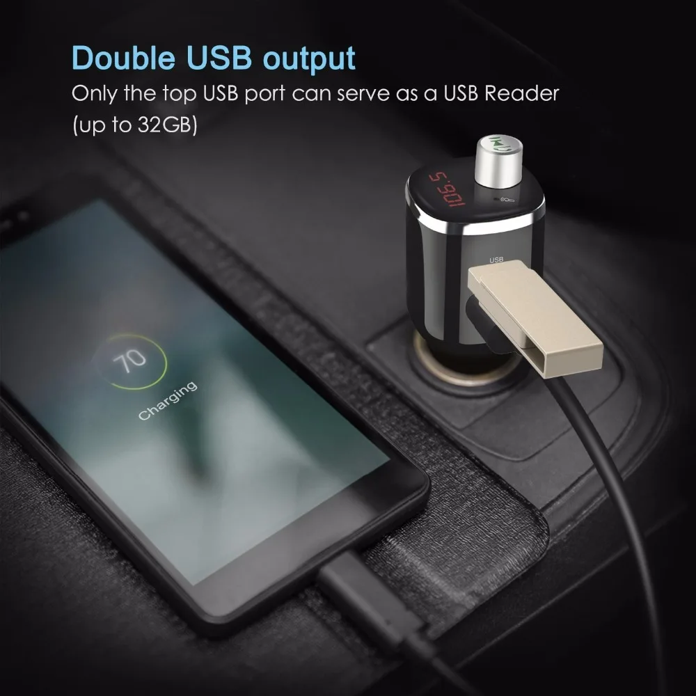 Nulaxy Hands free автомобильный комплект Bluetooth FM передатчик Беспроводной Автомобильный