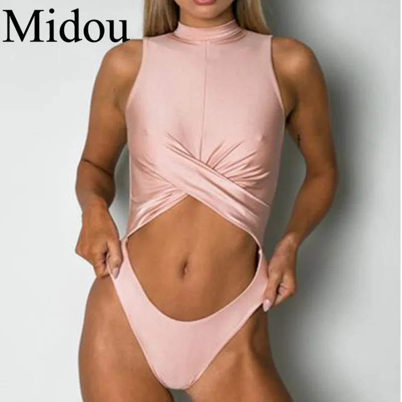 Midou 2019 цельный купальник женский сексуальный с высоким вырезом Выдалбливают