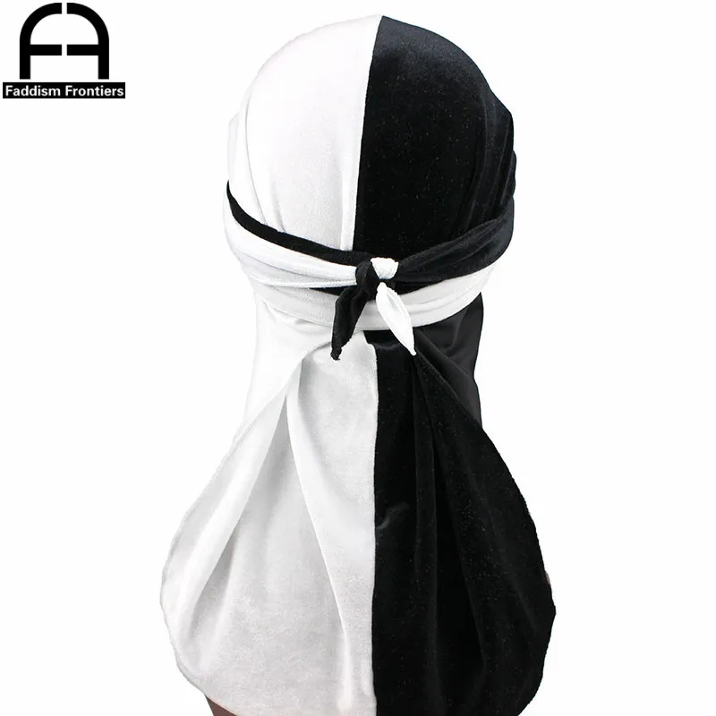 Мужская бархатная бандана Durags роскошная двухцветная бандана-тюрбан головной