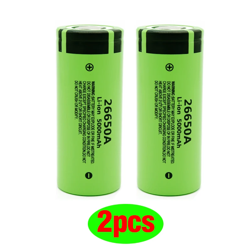 2pcs Аккумулятор для Panasonic 26650A 3,7 V 5000mAh высокой емкости 26650 литий-ионная аккумуляторная батарея - Цвет: 2pcs