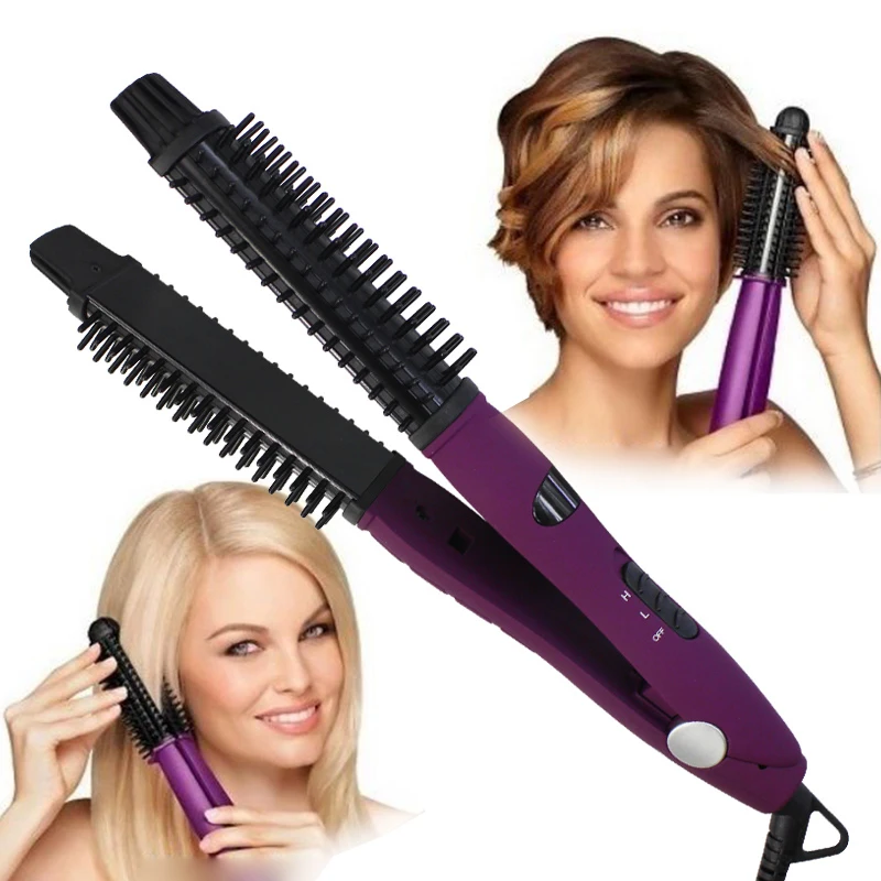 4 в 1 Керамика Styler Выпрямитель для волос и бигуди щетка щипцы завивки блеск Volumize Pro