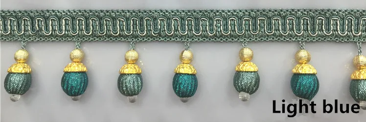 Light blue XWL 12 ярдов/партия 6 см широкие бусины кружевные аксессуары для занавесок кисточки бахрома отделка ленты DIY для занавесок диван вуаль диван домашний декор - Цвет: Light blue
