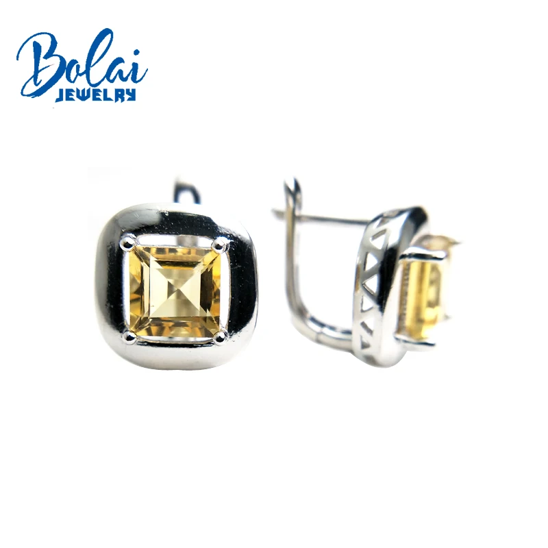 citrine Bolaijewelry, 925 серебряные красивые украшения с сережками натуральный гранат и цитрин квадрат 7,0 мм девушка выбор Рождественский ящик выбор - Цвет камня: citrine