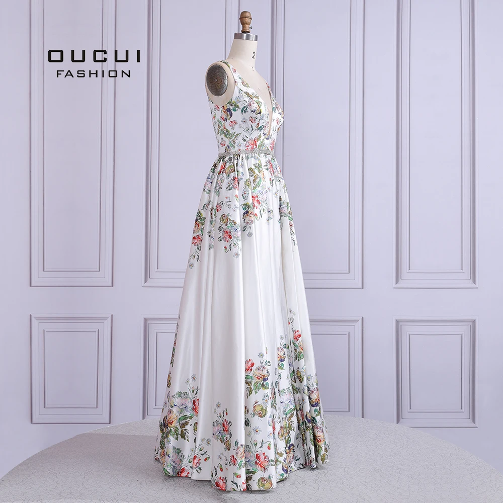 A-Line Elegant Long Prom Dresses Satin Vintage Flower Party Even Gown Vestidos De Fiesta De Noche Robe De Soiree OL103527