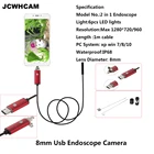 USB-эндоскоп JCWHCAM 2 в 1, 2 МП, 1 м, Android, HD-камера 8 мм, IP67, Водонепроницаемая USB-камера HD 720P, Мобильный USB-бороскоп Android