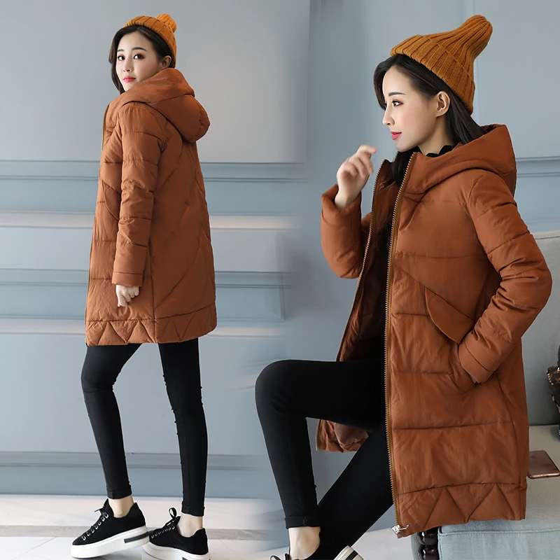 Brieuces Winter Coat Women 2018 New Wadded Jacket Solid Color Hooded Thick Warm Parkas Cotton Padded Outwear | Женская одежда