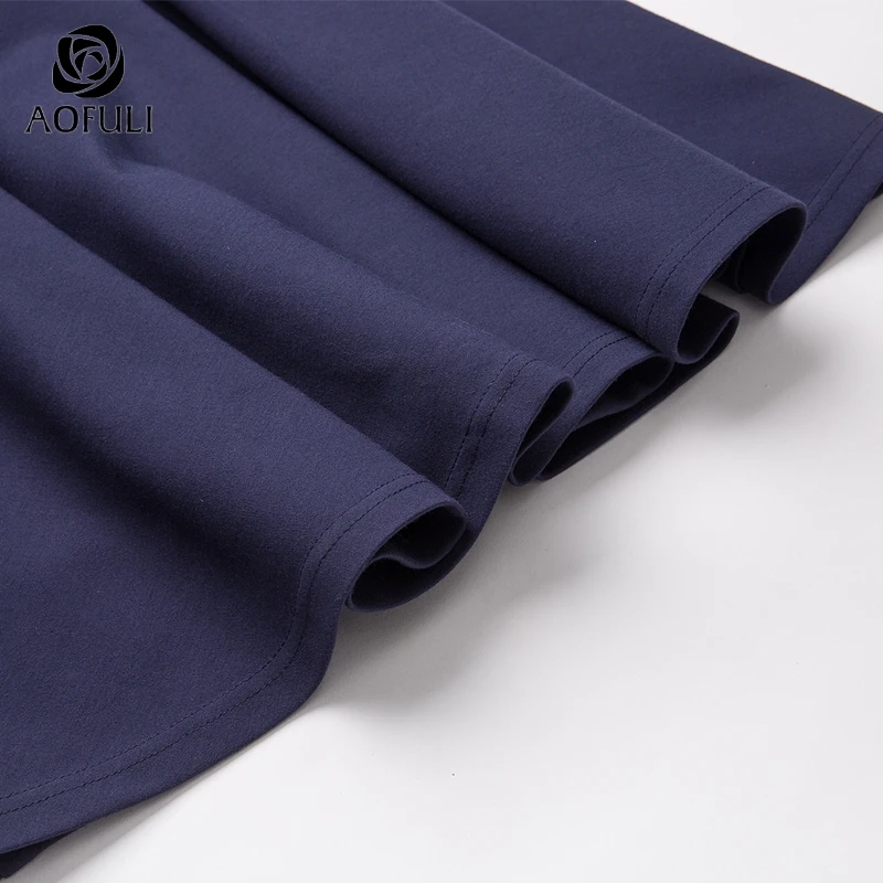 AOFULI S-Xxxl 4xl 5xl весенние платья с длинными рукавами бисером бриллиантовое женское