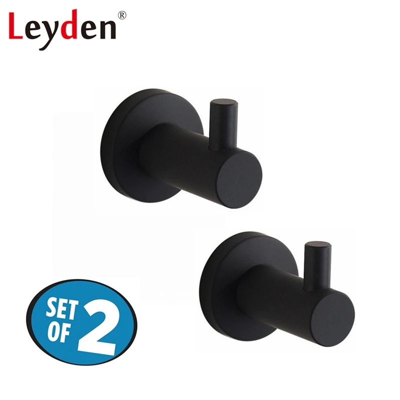 

Leyden Black Stainless Steel Clothes Hook Wall Mounted Bathroom Accessories 1PC/ 2PCS Robe Hook Towel Hook Hanger Bath Hardware