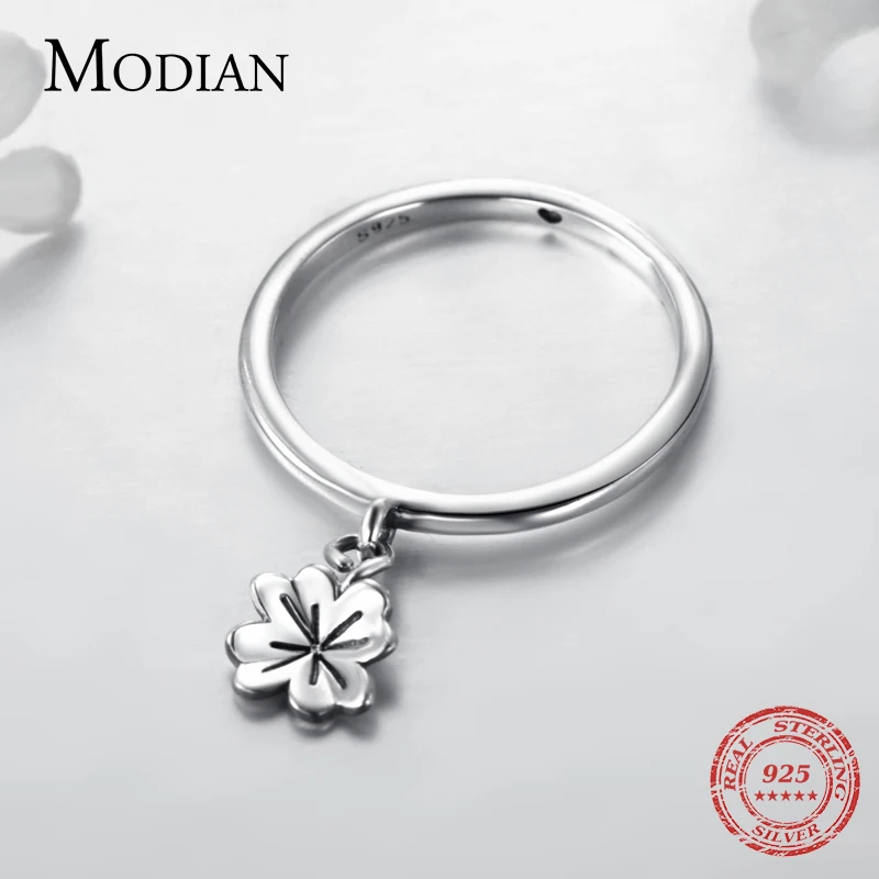 Модное минималистичное кольцо Modian с подвеской в виде цветка клевера изысканное