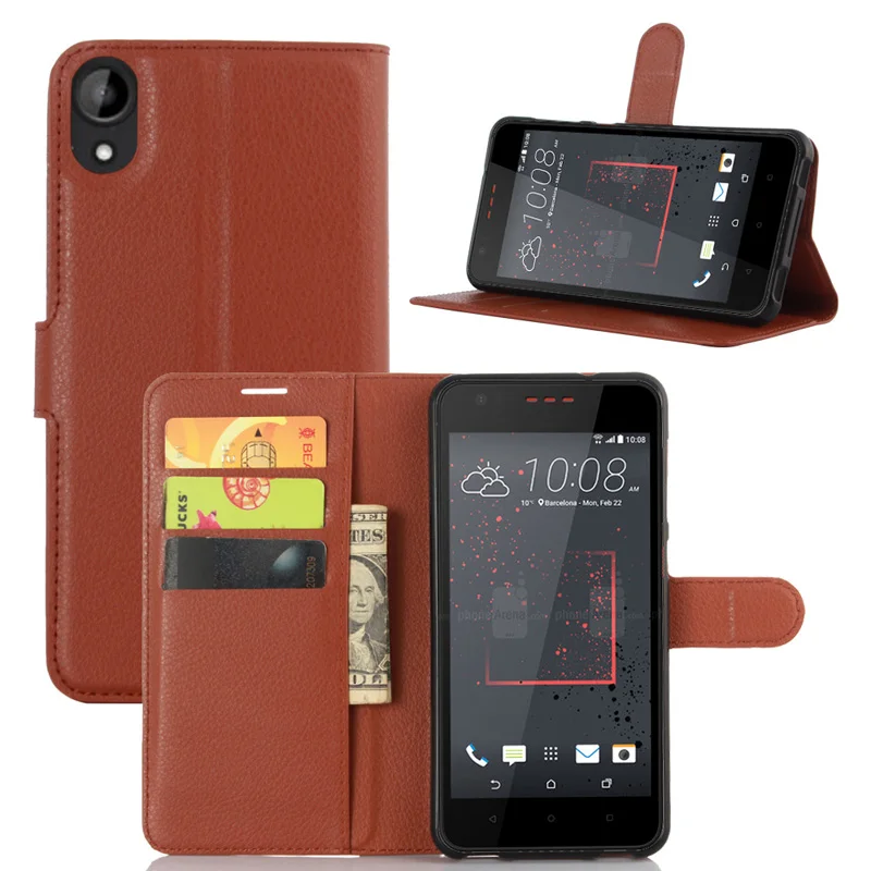 Classical Pure Color Litchi Type Flip PU Leather Cases Covers For HTC Desire 825 with Visa Card Slot Stand Function 9 Colours | Мобильные
