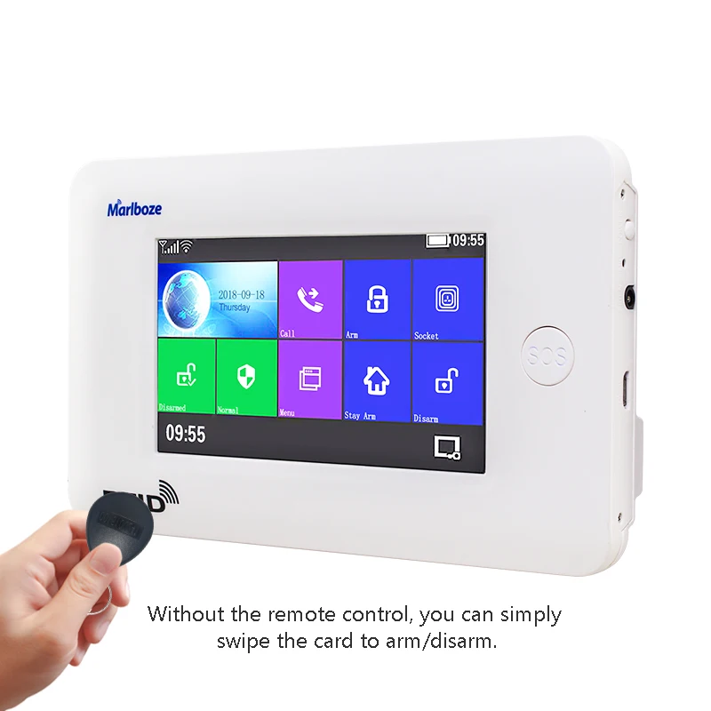 Marlboze беспроводная домашняя безопасность Wi-Fi GSM GPRS Сигнализация приложение дистанционное управление RFID карта Arm снятие с цветным экраном кнопка SOS