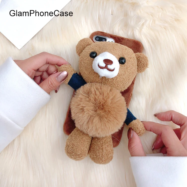 GlamPhone чехол, модный теплый меховой 3D плюшевый чехол с медведем для iphone 6, 6s, 6plus, 7, 7 plus, 8, 8 plus, милый мягкий чехол на заднюю панель с мультипликационным принтом
