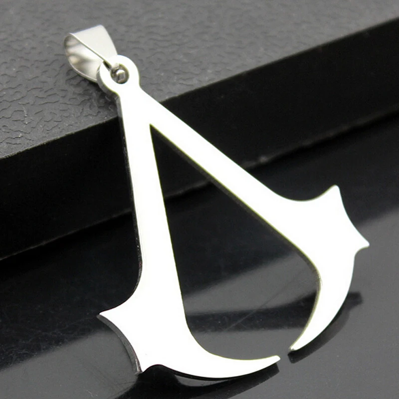New Fashion Women Men Cospaly Animation Jewelry Silver Black Stainless Steel Assassins Creed Pendant For Necklace Gift | Украшения и