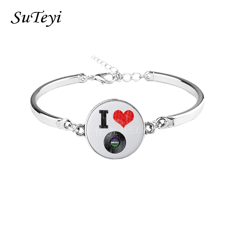 SUTEYI классические браслеты с изображением флага круглые стеклянные надписью I Love