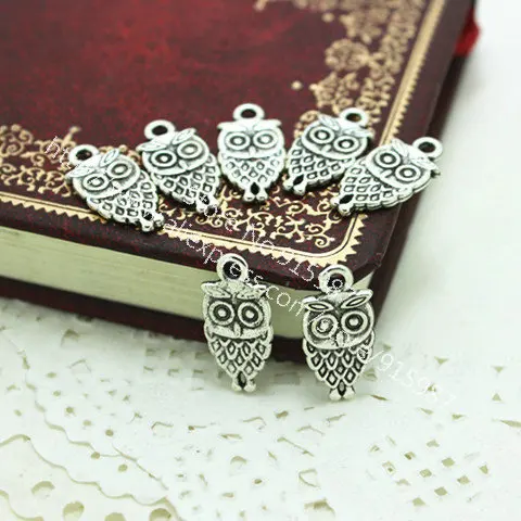 

Sweet Bell 100pcs/lot 9*18mm Antique Color Alloy Animals Mini Double-sided Owl Charms Jewelry Pendant Findings 3C453