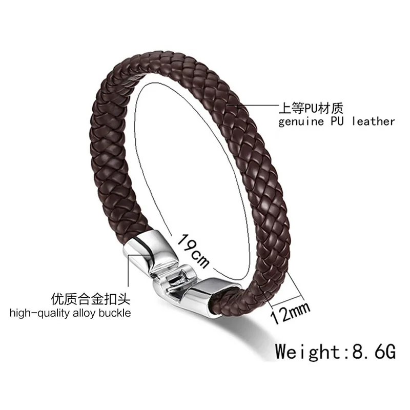 Vnox Плетеный PU Кожаные браслеты для Для мужчин браслет и моды ювелирные изделия