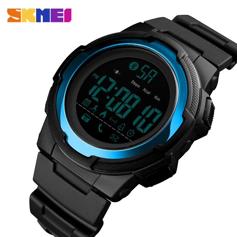 SKMEI Bluetooth Смарт спортивные часы для мужчин s Топ Элитный бренд водостойкие PU
