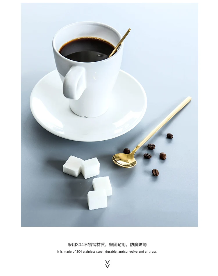 Stainless Steel Coffee Spoon Long Handle Stirring Teaspoon Cute Dessert Dinner Soup Spoons Cutlery Ice Cream Spoon Tableware