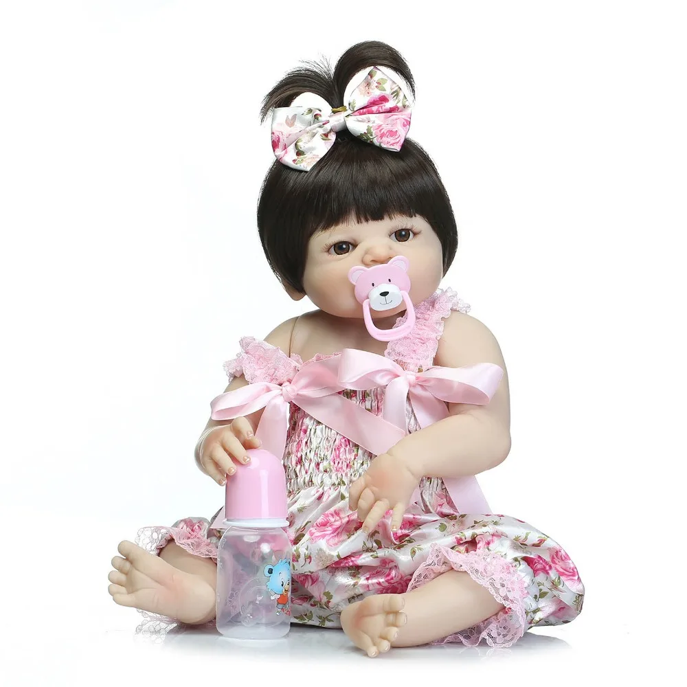 

22'' alive reborn bonecas handmade Lifelike Reborn Baby Doll Girls Full Body Vinyl Silicone with Pacifier child gift